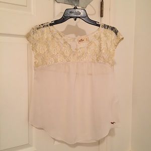 Hollister Gold Lace Floral Top